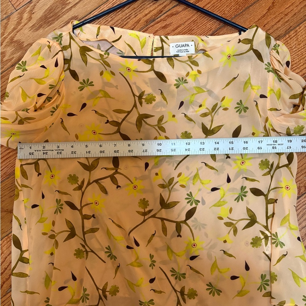 Anthropologie GUAPA Cream Peach and Green Floral Blouse. Size Medium - Picture 12 of 13